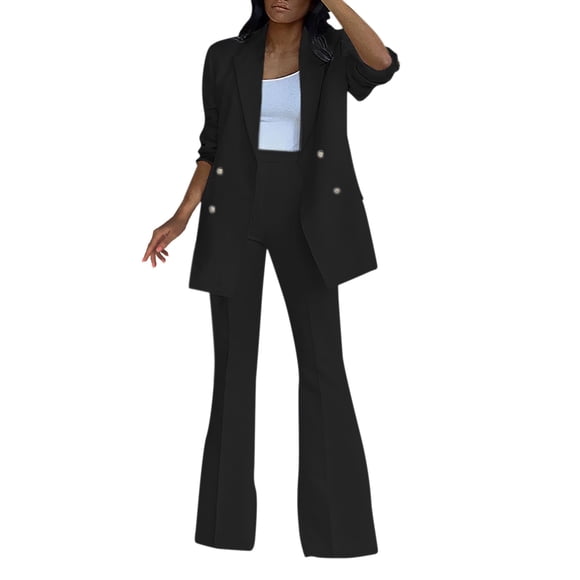 Clearance!NMMUED Women Suits 2 Piece Set, Womens Suits 2 Piece Set Business, Pant Suits for Women Dressy, Trajes Elegantes Para Mujeres, Womens Business Casual Clothing, Black XXL