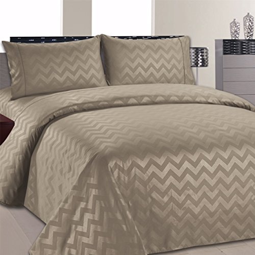 Beverly Hills Chevron Collection 1800 Series Ultra Soft Wrinkle Resistant Solid Color Sheet Set (Full, Taupe)