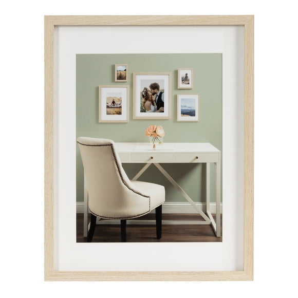 DesignOvation Gallery 14" x 18" Matted to 11" x 14" Natural Picture Frame