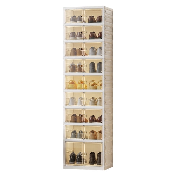 6 Tier Foldable Shoe Rack Organizer for Closet 6-12Pairs Plastic Clear Collapsible Shoe Shelf For Front Door Entrance, Stackable Folding Shoes Storage Boxes Dustproof