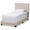 thumbnail image 1 of Baxton Studio Brookfield Lit Simple à Panneaux Rembourré, Beige, 1 of 7