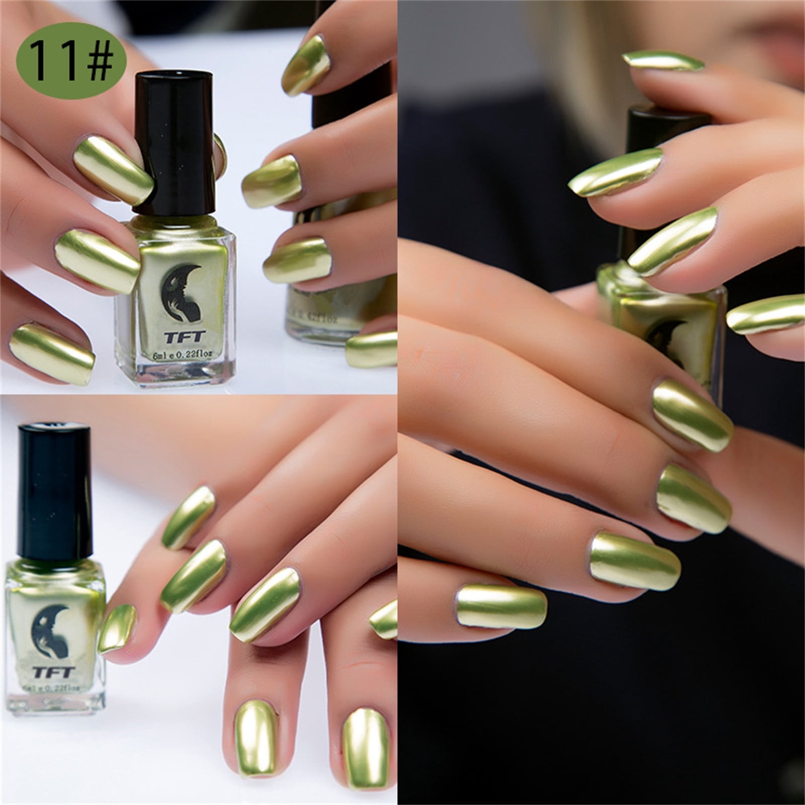 PVCS TFT Metallic Stainless Steel Mirror Silver Nail Polish 17 Colors 6ML