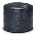 thumbnail image 1 of Connor Pouf Rond Bohème en Cuir Véritable Bleu Marine Vieilli, 1 of 5