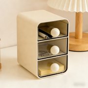 Vacemry Clear Drawer Desktop Organizer, Plastic Stationery And Journal Storage Drawer Style Shelf For Home Office Desk Dormitory Study Vanity Table Organization