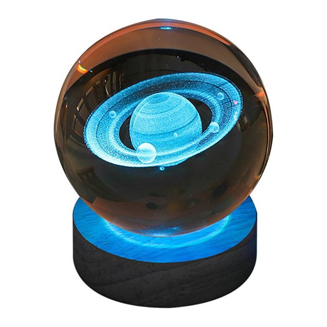 MesaSe 3d Glowing Crystal Ball Night Light Ornament Creative Coloful Night Scene Lamp With Base For Home Decor Gift
