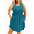 thumbnail image 2 of Jovati Robe Décontractée Sans Manches à Col Rond Longueur Genou pour Femmes, Couleur Unie, Poches, Mélange Polyester-Spandex, Grande Taille TG–XXXXXL, Printemps Été, 2 of 5
