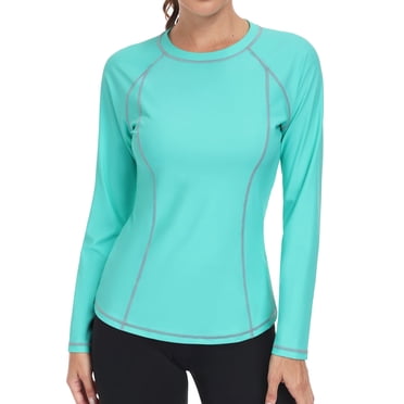 Charmo Women's Long Sleeve Swimsuit Tops Sun Protection UPF 50+ Rash Guards Hiking Runing Athletic Swim Shirts