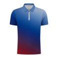 thumbnail image 2 of Chemises pour Hommes Imprimé Décontracté Manches Courtes Col Rabattu T-Shirt à Fermeture Éclair Blouse Tops, 2 of 5