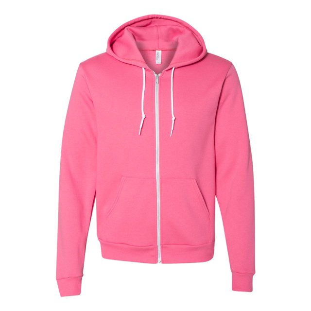 American Apparel Flex Fleece Unisex Full-Zip Hoodie, XS, Deep Pink