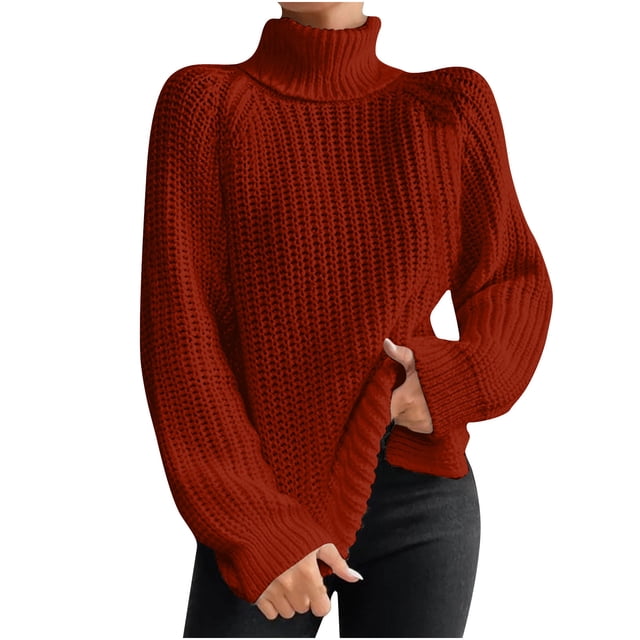 Yuyuzo Womens Winter Fall Sweater Solid Color Turtleneck Cable Knit Long Sleeve Sweaters Pullover Tops