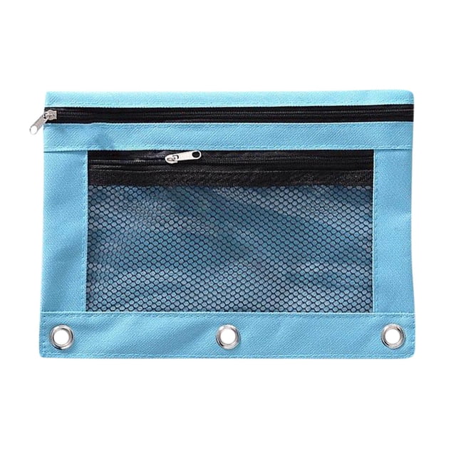 Dvkptbk Pencil Pouch 3 Ring, Zipper Pencil Pouch Case Binder Cosmetic Bag Sky Blue