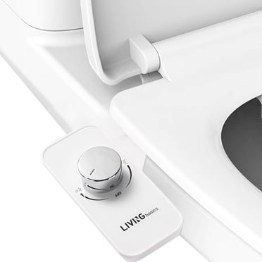 Bidet de Toilette Ultramince, Bidet Non Électrique pour Siège de Toilette, Double Buse Autonettoyante, Pression d'Eau Réglable