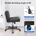 thumbnail image 3 of Wide Comfy PU Leather Desk Chair, Criss Cross Legged Office Chair with Wheels and Padded Seat, Armless Adjustable Swivel Computer Task Chair for Study, Vanity, Makeup, 3 of 8
