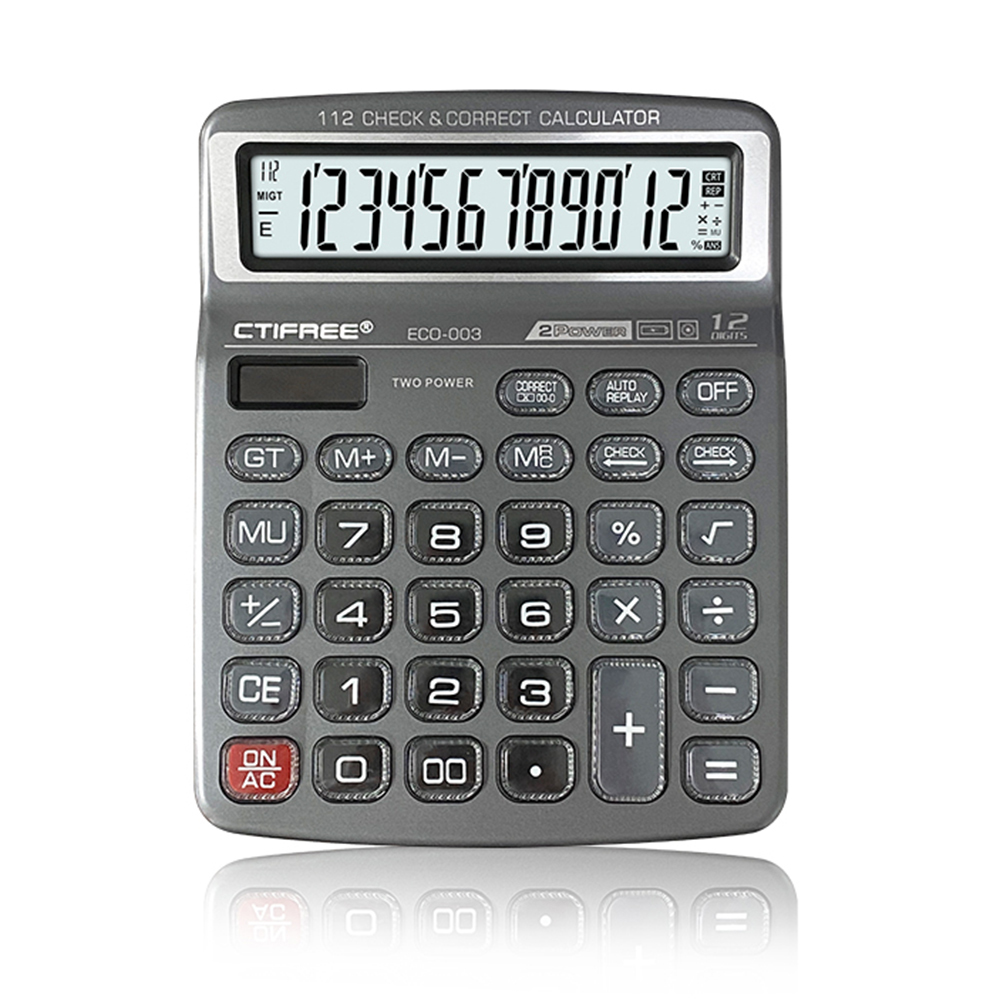 Desktop Calculator 12 Digit Large Solar Power and LCD Display Big Button Calculator 112 Steps Check and Correct Function Suitable for Office School Home for Kids Students Accountant