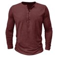 thumbnail image 2 of DDAPJ pyju Mens Long Sleeve Henley Shirt Clearance 2024,Regular Fit Lightweight Work Shirt Casual Beach T Shirts Active Jerseys Tee Button Placket Daily Wear, 2 of 7