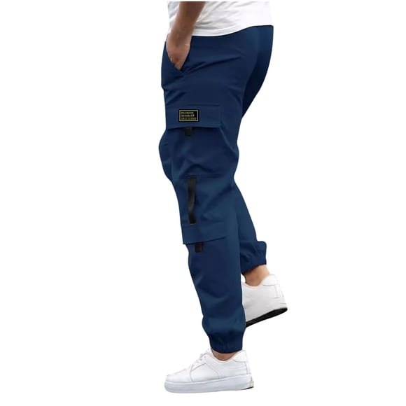 EGNMCR Men's Lightweight Pants, Cargo Pants Men, Linen Pants Men, Mens Casual Loose Fit Elastic Waist Pants, Mens Cotton Linen Pants Men's Solid Color Pocket Work Pants Casual Leggings Men Pants