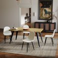thumbnail image 1 of Homy Casa 63 Inch Walnut Dining Table Set, 4 Chairs with Beige Upholstery, Metal Base for Kitchen or Dining Room, 1 of 8