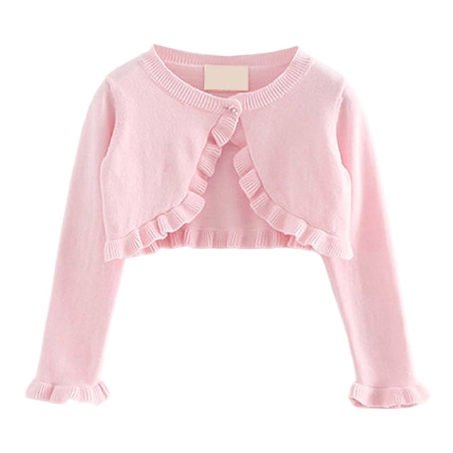 Hjtefg Girls' Knit Cardigan - Soft Lightweight Sweater | Comfortable Layering Piece for Versatile Styling,Color: Pink Size: 3-4 Years