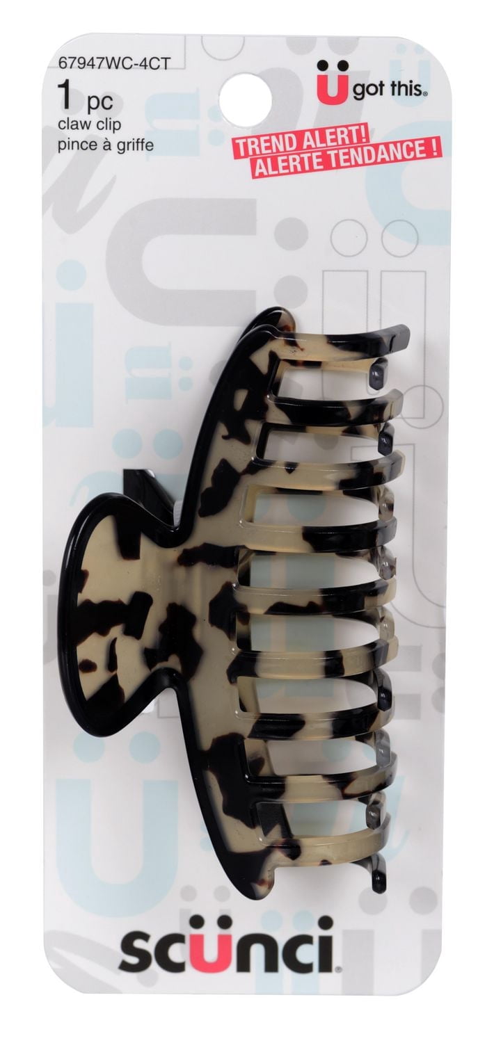 Scunci Torte Hair Claw Clip, For All Hair Types, Black/Brown, 1 Pk