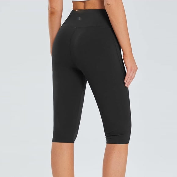 Meichang Capri Leggings for Women Knee Length Leggings High Waisted Yoga Workout Exercise Capris with Pockets Slim Fit Stretchy Running Cycling Leggings