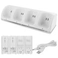 thumbnail image 1 of Wii Remote Controller Charger, 4 In 1 Wii Charging Dock Station With 4Pcs 2800Mah Rechargeable Batteries For Wii/Wii U Controller-Black, 1 of 9