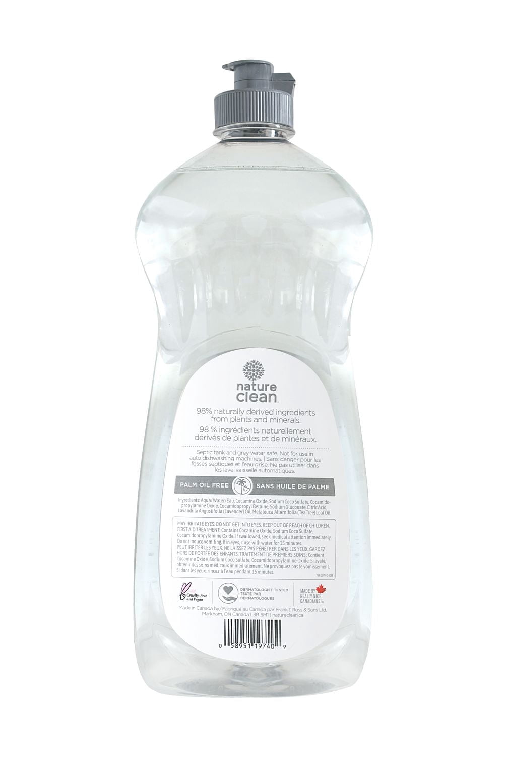 Savon à vaisselle liquide 98 % naturel Nature Clean lavande (740 ml)