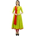 thumbnail image 1 of Atasi Robe Anarkali Verte de Designer pour Femme Salwar Ensemble Ethnique Indienne en Coton-4, 1 of 2