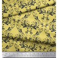 thumbnail image 2 of Soimoi Yellow polyester Crepe Fabric Filigree Damask Decor Fabric Printed Yard 42 Inch Wide, 2 of 3