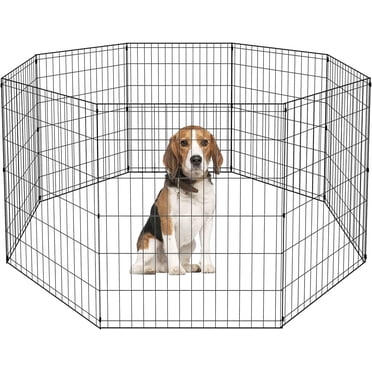 BestPet 8-Panel 24-Inch Folding Dog Playpen, Portable Metal Pet Exercise Fence for Indoor & Outdoor Use, Black