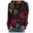 thumbnail image 2 of Chemise de Saint-Valentin pour Femmes 2024 Col Rond Chemises Décontractées Cœur d'Amour Graphiques Tees Manches Longues Amples Pull Tops Mode Vacances T-Shirt, 2 of 5