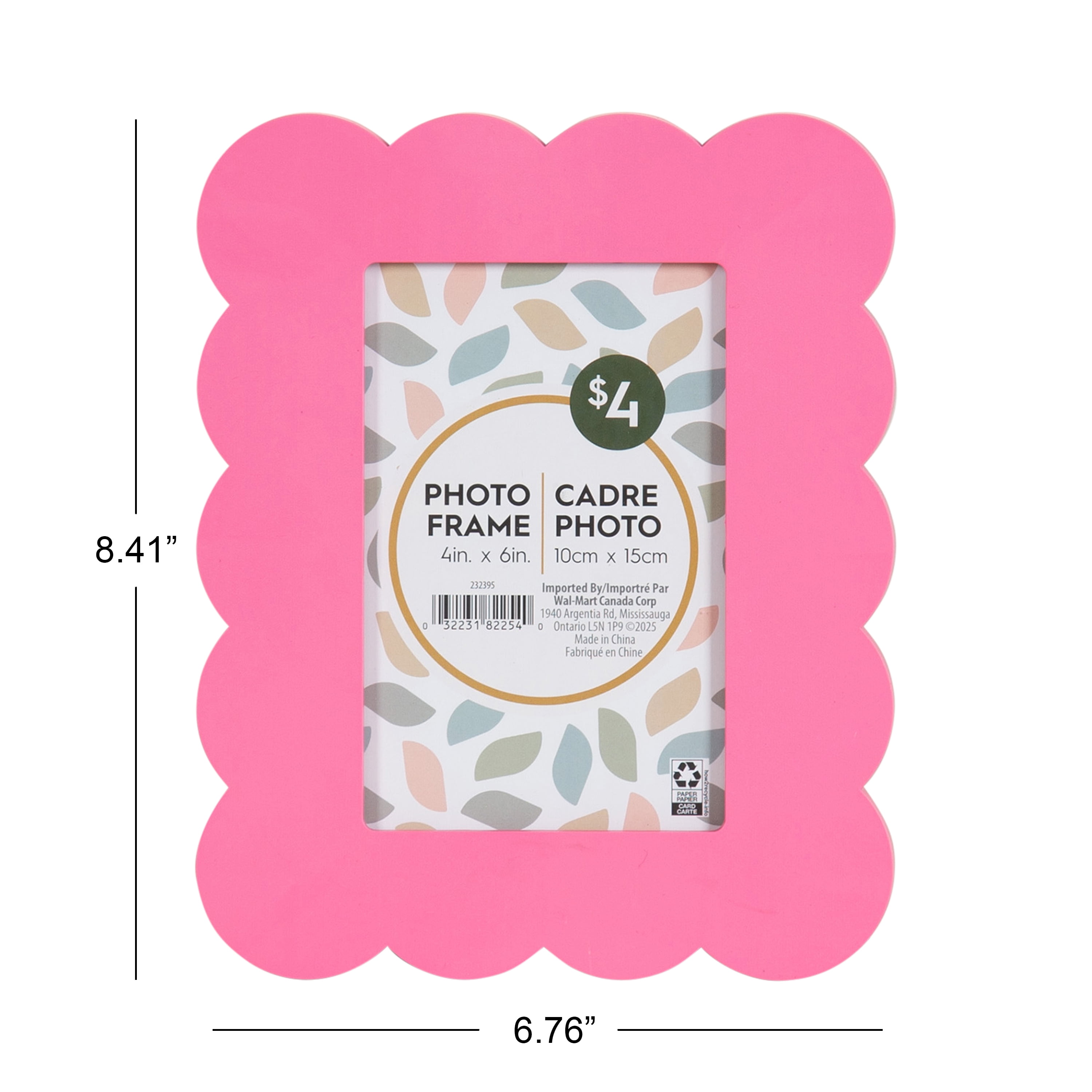 DesignOvation Scalloped 4" x 4" Pink Decorative Tabletop Picture Frame