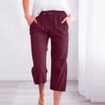 thumbnail image 3 of Bigersell Butt Lifting Jeans for Women Straight Jeans Summer Loose Jeans Ladies Taper Denim Pants Button Closure Ripped Female High Waisted Jeans Loose Mid Waist Ankle Length Pants Style J-49 Wine M, 3 of 5
