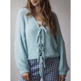 thumbnail image 4 of FOCUSNORM Cardigan en Tricot pour Femmes Manches Longues Veste Décontractée Automne pour Usage Quotidien Rue, 4 of 7