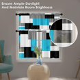 thumbnail image 4 of Light Blue Kitchen Curtains Black Grey Window Curtains Valance and Tier Set of 3, White Modern Rod Pocket Short Tier Curtain for Bathroom, Abstract Small Modern Small Kitchen Decor 52" x 24", 4 of 5