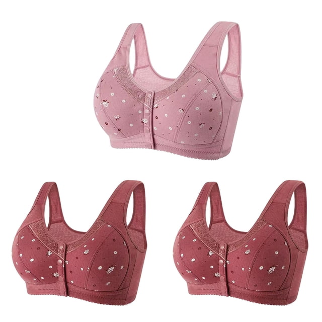 Bigersell Women Sport Bras Pack of 3 3pcs Training Bra Style R-38 Breathable Pullover Bras R-38-pinky