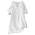 thumbnail image 3 of Baberdicy Chemises à Col Surdimensionné - Hauts Amples Unis pour Femmes (Lin Respirant, de Bureau à Week-End) Blanc TTG, 3 of 8