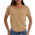 thumbnail image 1 of Yuyuzo Crop Tops pour Femmes Manches Courtes Col Rond Tops de Sortie Couleur Unie Tees Tops, 1 of 7