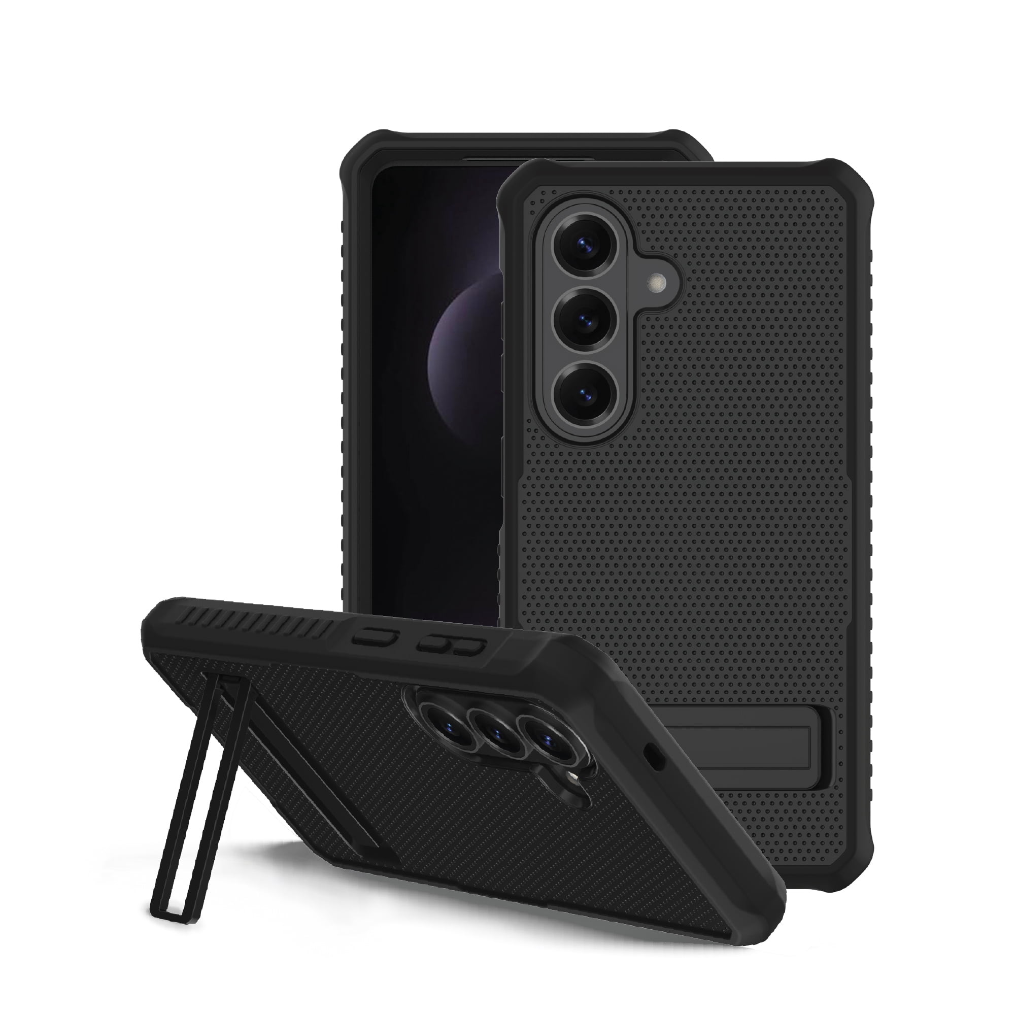onn Magnetic Compatible Rugged Phone Case with Kickstand for Samusung Galaxy S26 - Black