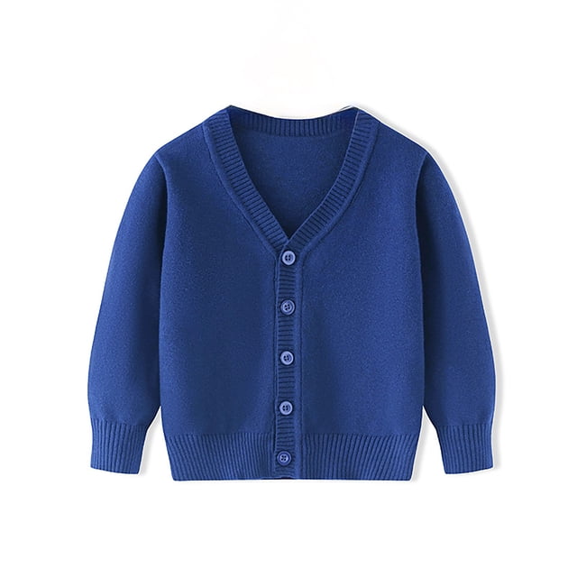 Liyamei Unisex Boy' Girls' Cardigans Sweater V Neck Long Sleeve Button Soild Knit Sweaters For 2 10 Years