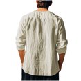 thumbnail image 4 of zbxnLI Mens Linen Shirts Drawstring V Neck Long Sleeve Shirt Lightweight Spring Fall Long Sleeve T-Shirts, 4 of 8