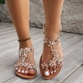 thumbnail image 1 of Styesk Womens Sandals Women's Summer New Large Size Rhinestone Flat Transparent One-line Strap Sandals, 1 of 9