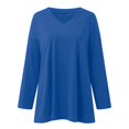 thumbnail image 4 of Breezora Tunique à Col Rond Oversize pour Femmes, Manches Longues, Chemise Rayée, Blouse Douce à Coupe Ample, Tenue Décontractée Décontractée, Confort Quotidien 2026, Taille M, Bleu, 4 of 5
