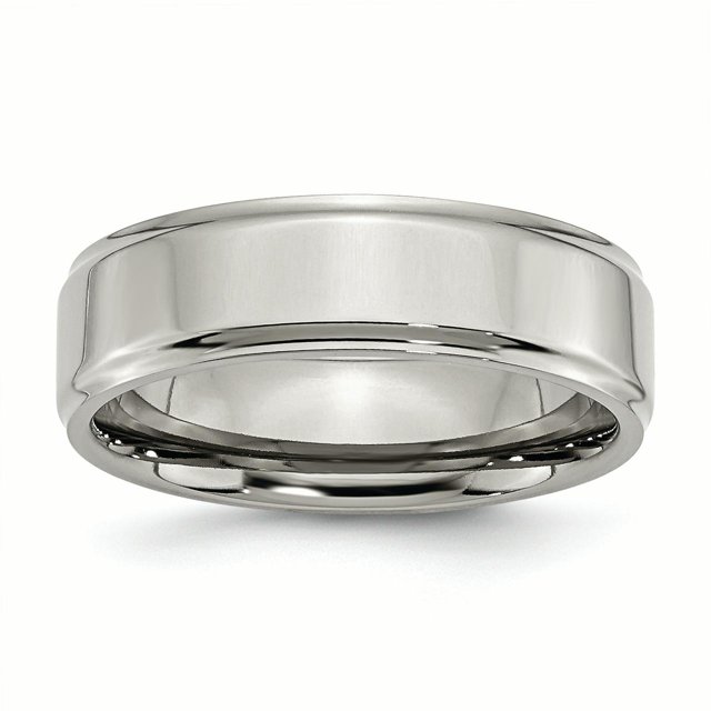Bague de 7mm en Titane avec Bord Strié Taille 14