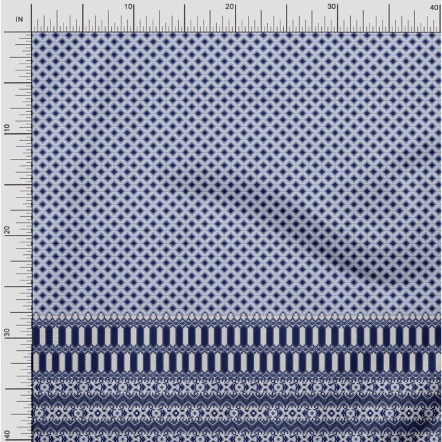 Soimoi Polyester Crepe Fabric Geometric Panel Fabric Prints by Yard 42 Inch Wide