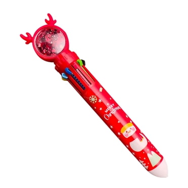 Shldybc 10 In 1 Color Retractable Ballpoint Pens Christmas Gift for Office Cute Shaped Design Ballpoint Pens Multicolor Ballpoint Pen for School Students Supplies 2ML