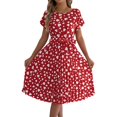 thumbnail image 2 of Ovzne Robes d'Été pour Femmes Robe Décontractée Aguichant Mode Été Col en V Manches Courtes Robe Imprimée Ample Robe de Printemps Manches Courtes Liquidation, 2 of 6