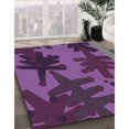 thumbnail image 3 of Ahgly Tapis d'Intérieur Lavable en Machine Carré Transitionnel Prune Velours Violet, 3 Pieds Carré, 3 of 7