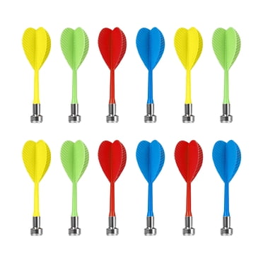 Ensemble de Planches de Fléchettes Magnétiques de Rechange, 12 Pcs de Fléchettes Magnétiques Sécuritaires avec Ailes en Plastique, Aimant à Haute Aspiration, Jeux Familiaux Intérieurs Extérieurs, Rouge Bleu Vert Jaune