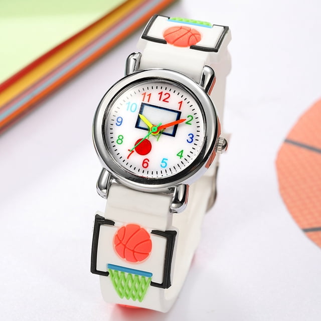 Montre-bracelet Ajustable Multicolore à Motif de Basketball, Mignonne, pour Garçons, Sport, Filles, Cadeau