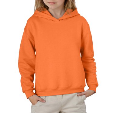 Aocisk Chandail à Capuchon à Manches Longues Uni pour Filles, Haut de Survêtement pour Enfants et Préados, Décontracté et Confortable, Orange, 4-5 Ans